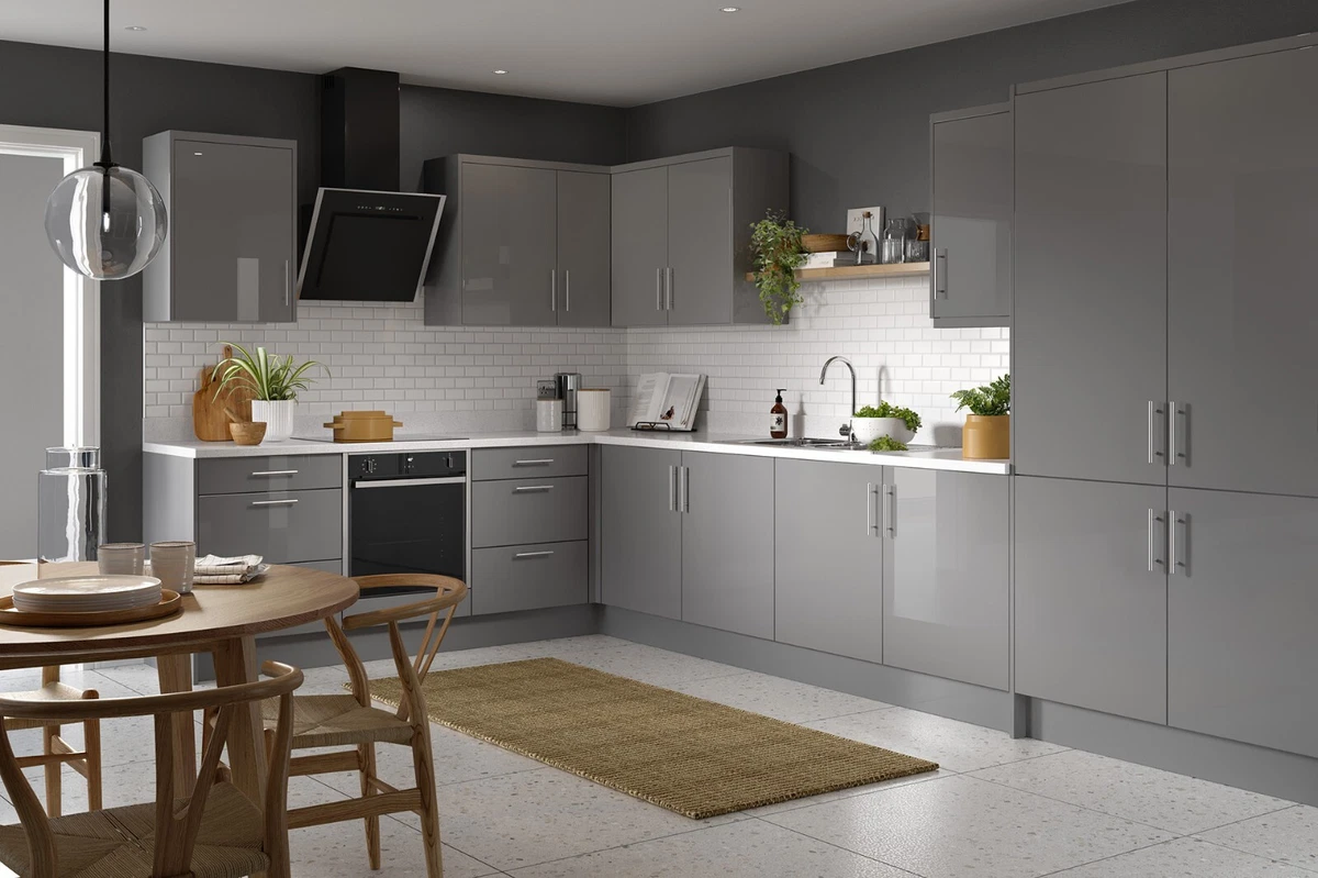 Grey High Gloss KITCHEN UNITS READY ASSEMBLED 18mm Gloss or Mat