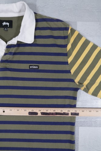 Camisa de rugby STUSSY con logotipo deletreado camiseta a rayas talla mediana para hombre manga larga - Imagen 8 de 12