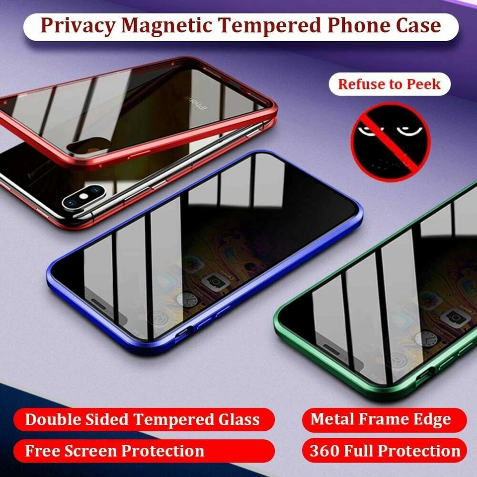 Funda Magnética Anti Peep Doble Cristal Cubierta Para iPhone 16 15 14 13 12 11 Pro Max Foto 2 de 4