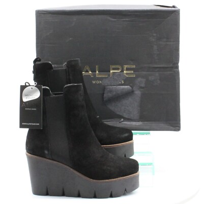 ALPE WOMENS SUEDE WEDGE ELASTICATED ANKLE BOOTS