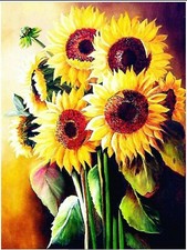 Diamond Painting Kit "Sunflowers" Brand New complete set 12" x 16"