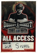 Toby Keith Biggest & Baddest Ford Built Tour 3.75x4.75 All Access Cloth Pass