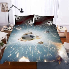 Fire Under A Good Football 3D Digital Print Bedding Duvet Quilt Cover Pillowcase