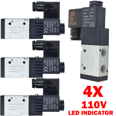 4PC 1/4'' 3Way 2Position Directional Control Air Electric Solenoid Valve AC110V