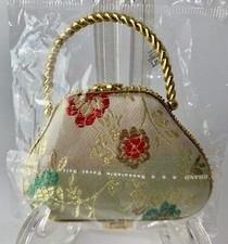 Compact Mirror - Purse/Handbag Shape - New in Package - Satin Flower Fabric 
