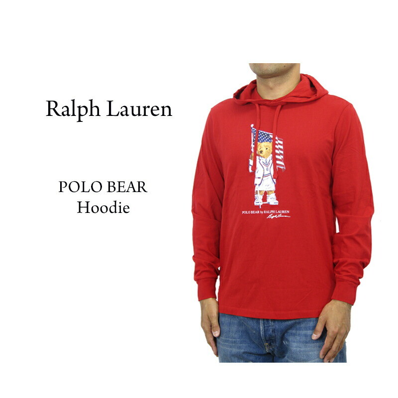 Футболка-поло с длинными рукавами и капюшоном Polo Ralph Lauren красный с флагом США 13390₽