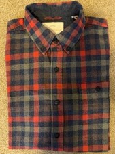 WEATHERPROOF Vintage Long Steeve Button Up Flannel Shirt RED NAVY Plaid Men's M