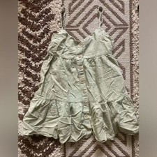 Zara sage tiered linen dress