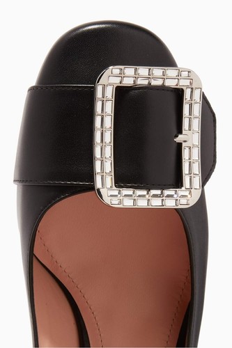 NIB BALLY Jackie 85 Crystal-Embellished Buckle Leather Pumps SIZE US 7/ EU 37.5 - Picture 4 of 6