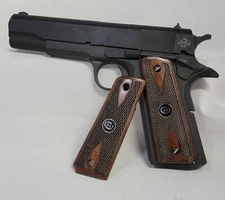 1911 Colt Rosewood Checked Double Diamond Fullsize Grips w/Black Colt Medallion