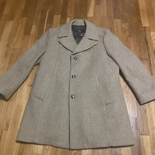 Vintage, richman brothers, khaki top coat size 44, wool blend