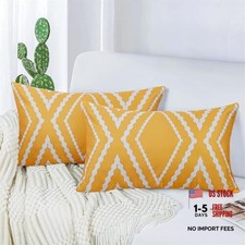 Outdoor Lumbar Waterproof Pillow Covers Set of 2 20" x 12" Pack of 2 Yelllow