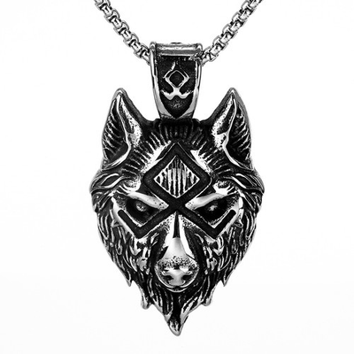 #ad #ad Retro Men Nordic Viking Rune Fenrir Wolf Head Pendant Necklace Stainless Steel $20.98