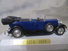 Solido Diecast France  1929 Fiat 525N Dk Blue  1:43 Scale w/Display Case