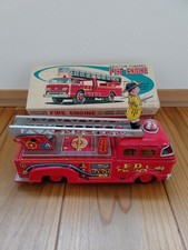 Vintage Nomura Toy Tinplate Fire Engine Friction Made in Japan With Box
