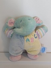 Eden ABC Pastel Elephant Stripes Velour Stuffed Animal Plush 7" Rattle Vintage