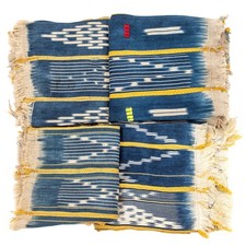 Yellow & Blue West African Bondoukou Indigo Cloth Burkina Faso Multicolor Cotton