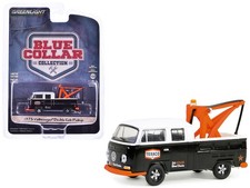 Greenlight 35280B 1/64 1973 Volkswagen Double Cab Tow Truck Black and