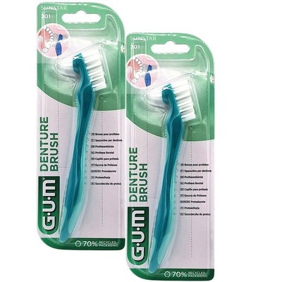 2x GUM Prothesenbürste Zahnprothese reinigen Prothesenreiniger