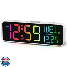 Peakeep Large Display Digital Alarm Clock for Bedrooms, Date Day of Week Temp