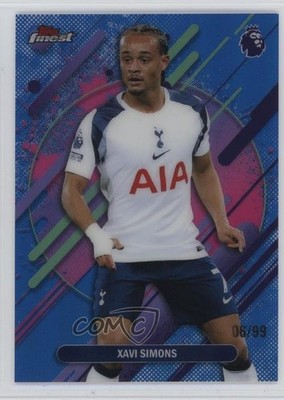 2025 Topps Finest Premier League Rare Blue Refractor 6/99 Xavi Simons #288 1pr3