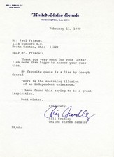 BILL BRADLEY - TYPED LETTER SIGNED 02/11/1980