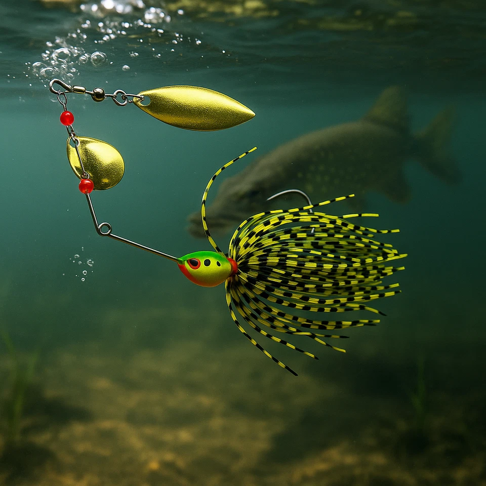 ✅Spinnerbait Set 5 Stück mit Box – Kunstköder Raubfisch Hecht Barsch Zander - Bild 4 von 4