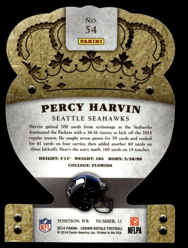 2014 Panini Crown Royale Percy Harvin Seattle Seahawks #54 - Image 2 of 2