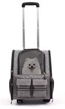 2-in-1 Rolling Pet Carrier With Wheels Dog Cat Travel Backpack Bag Breathable
