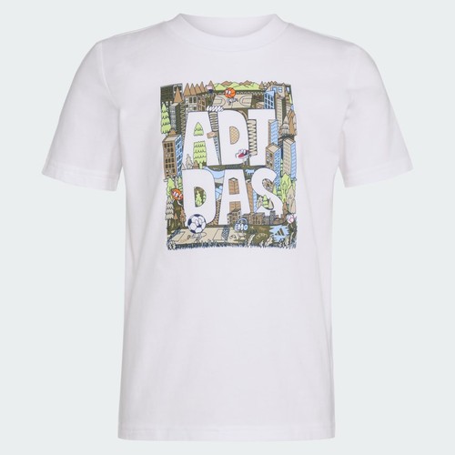 adidas kids Two-Piece Short Sleeve Graphic Cotton Tee and 3-Stripes Shorts Set - Picture 3 of 5