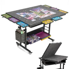 2000 Piece Foldable Felt Jigsaw Puzzle Table with Height Adjustment, Puzzle B...