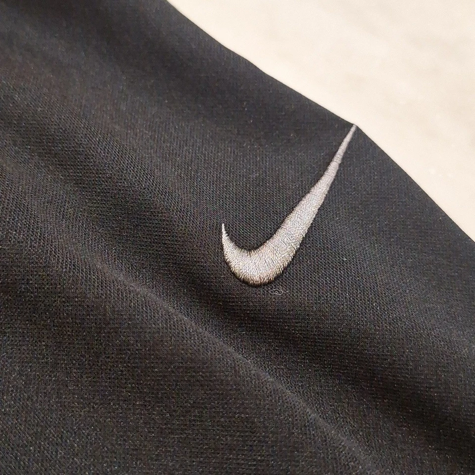 Nike Mens Black Track Pants Straight Leg Gray Stripe Drawstring Soccer Track - Image 2 of 4