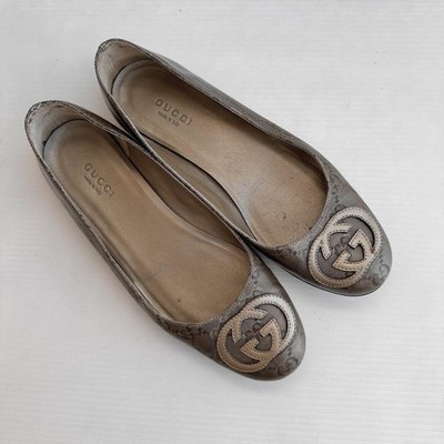 Gucci Flat Shoes Ballerina All-Over GG Pattern Brown US