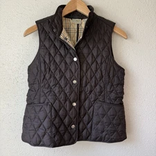 L.L. Bean Quilted Insulated Button Front Outdoor Preppy Vest - Brown Wms S