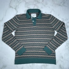 Abercrombie Kids Unisex Striped Polo Long Sleeve Sweater Green US Size 11/12