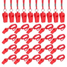 Plastic Whistles with Lanyard, 36 Pcs Red-Fitting for Coaches/Referee 
