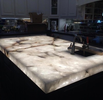 Crystal White Quartz Kitchen Counter top, Bar Counters Slab Decor Handmade Arts