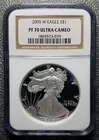2005-W Proof 1 oz American SILVER Eagle NGC PF70 UCAM !!!