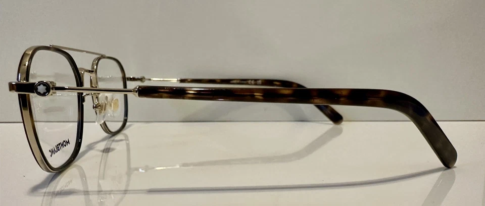 万宝龙男式眼镜玳瑁金属边飞行员 MB0391OA 51-21-145 — 第 2/4 张图片