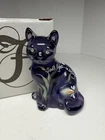 FENTON VIOLET 3.5” Sitting CAT "GOD'S LIGHT IS EVERYWHERE"  GORGEOUS, MINT BOX