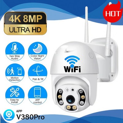 V380 Pro 8MP 4K WiFi Camera Outdoor Home Security IP Smart Monitor Video Camera