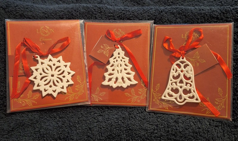 Lenox Pierced Christmas Ornaments~Porcelain Charms~Tree~Snowflake~Bell