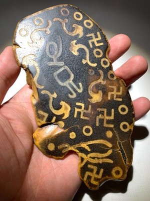 Broken Dzi '' Ruyi , Many Eyes , Special Totem '' Worship Bead (Special - Shaped)