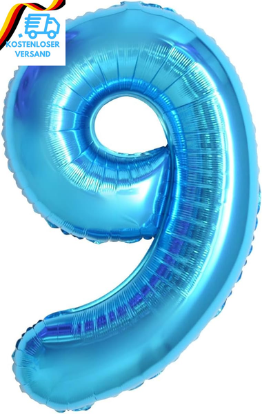 Geburtstag Zahlen Luftballon 9 Jahre | Blau Folienballon 9 Xxl -Riesen Folienbal-image