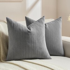 Dark Grey Chenille Decorative Throw Pillow Covers 18x18 Inch Set of 2,Soft Cr...