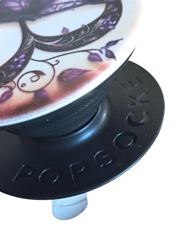 Monogram PopSocket B – Purple Butterfly & Vine Swappable Top Gothic Chic - 第 3/3 張圖片