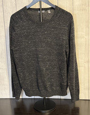 Van Heusen Men  s Black Gray Crew Neck Lightweight Sweater Size L