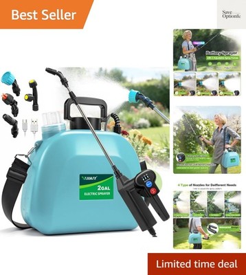 Battery Powered Sprayer 2 Gallon, Upgrade Electric Garden Sprayer with 3 Adju...