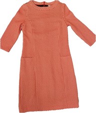 Boden 6 Sarah Jacquard 3/4 Sleeve Shift Dress Front Pockets Geometric Red White 