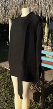 VALENTINO BLACK LONG COLLAR LONG SLEEVE CASUAL BLOUSE TOP Sz 44